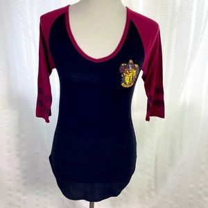 Women’s Harry Potter Gryffindor Crest Varsity Rugby 3/4 Sleeve Tee Size Small